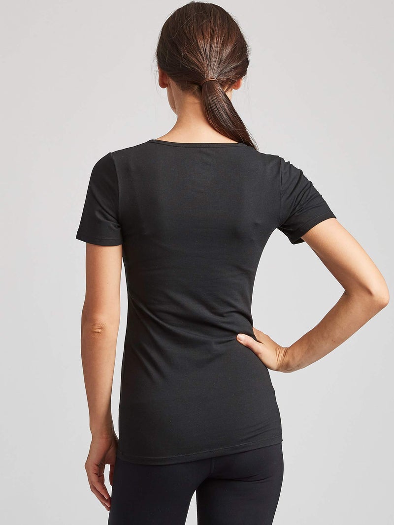 Kalon Women's 4-Pack Crewneck T-Shirt Base Layer (X-Large, Black/Greys) - Image 4